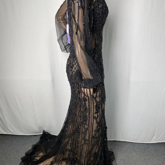 Ladivine Women’s Floral Sequin Mermaid Gown Size: 10 | Color: Black - Picture 5 of 11